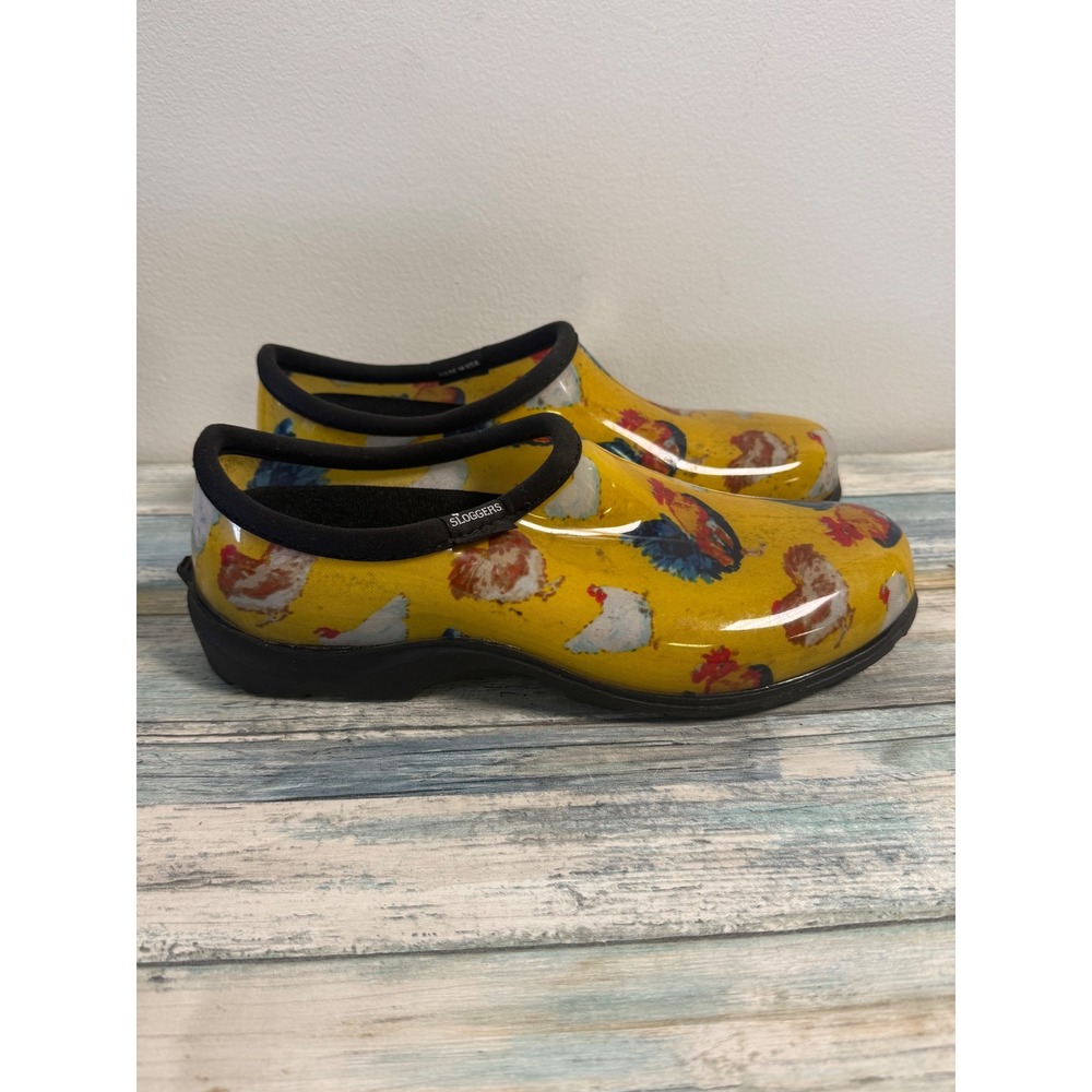 Sloggers Women Yellow Chicken Print Waterproof Garden Shoes Clogs Size 10 USA - Picture 3 of 8